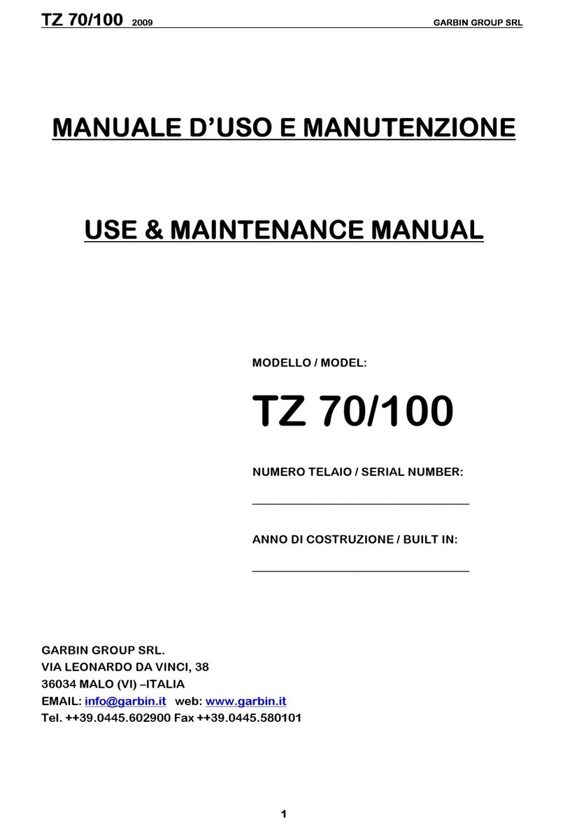 Garbin TZ 70 2009 Use & maintenance manual