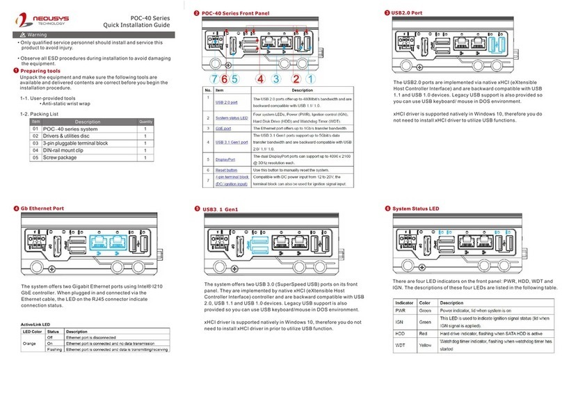 Neousys Technology POC-40 Series Quick installation guide Neousys Technology POC-40 Series Quick installation guide