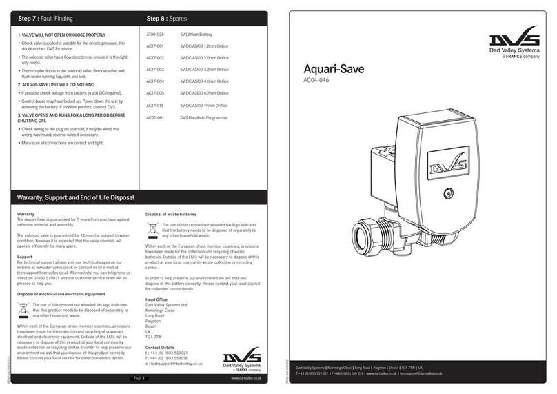 Franke DVS Aquari-Save User manual Franke DVS Aquari-Save User manual