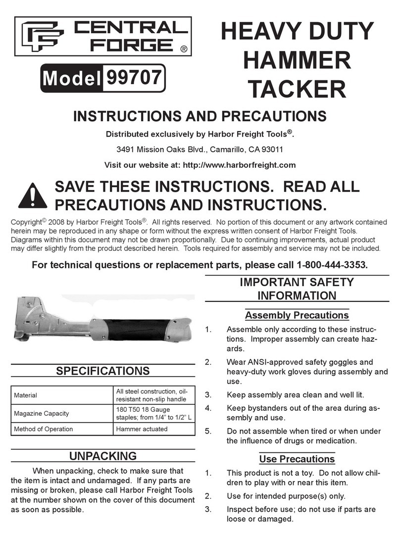 Central Forge 99707 Instructions and precautions