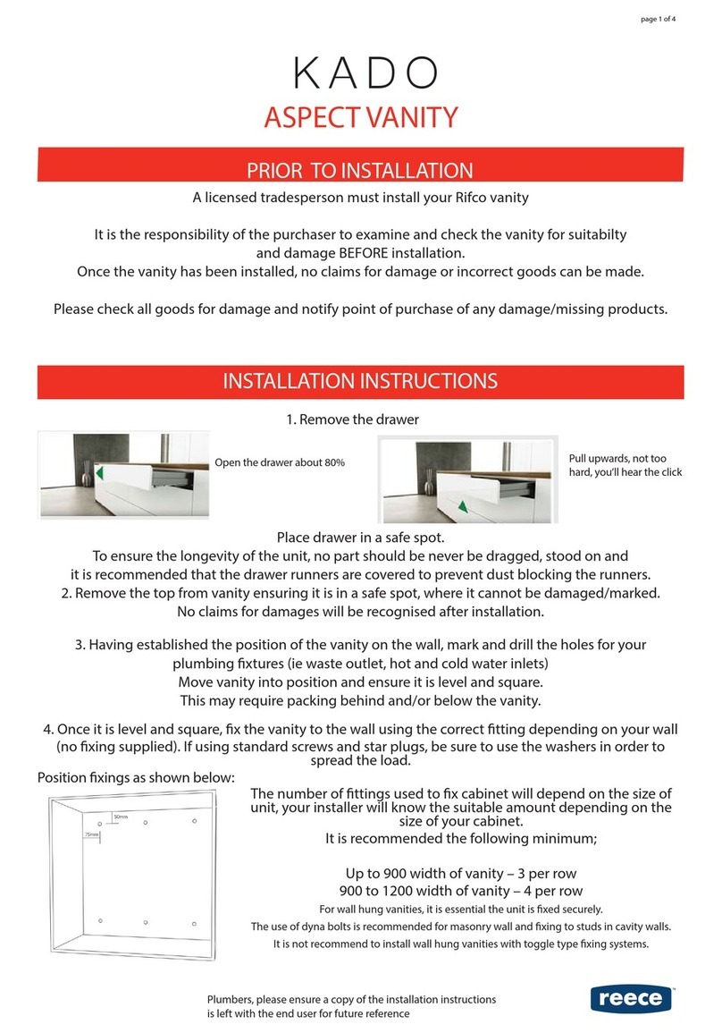 Reece KADO ASPECT Vanity installation instructions Reece KADO ASPECT Vanity installation instructions