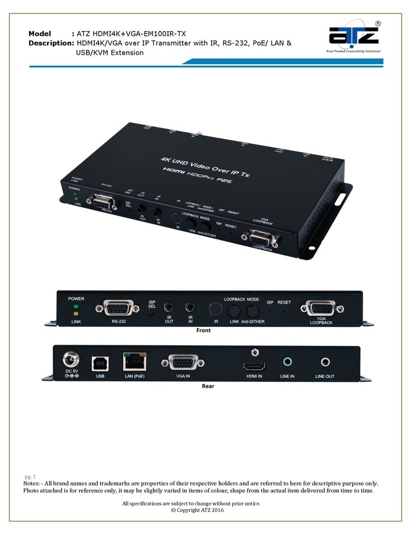 ATZ ATZ HDMI4K+VGA-EM100IR-TX manual