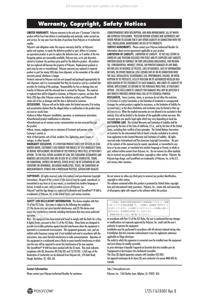 Polycom SoundPoint IP 600 Instruction manual