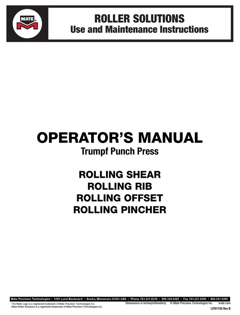 MATE ROLLER SOLUTIONS ROLLING SHEAR Use and maintenance instructions