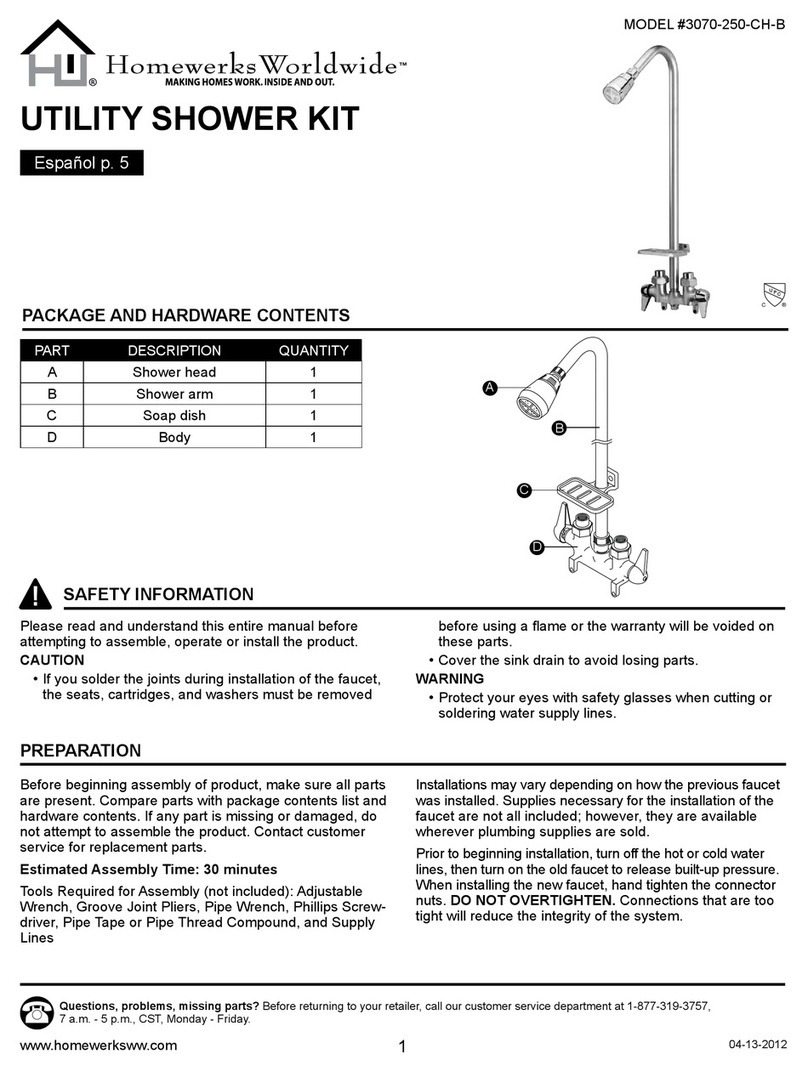 Homewerks Worldwide 3070-250-CH-B manual Homewerks Worldwide 3070-250-CH-B manual