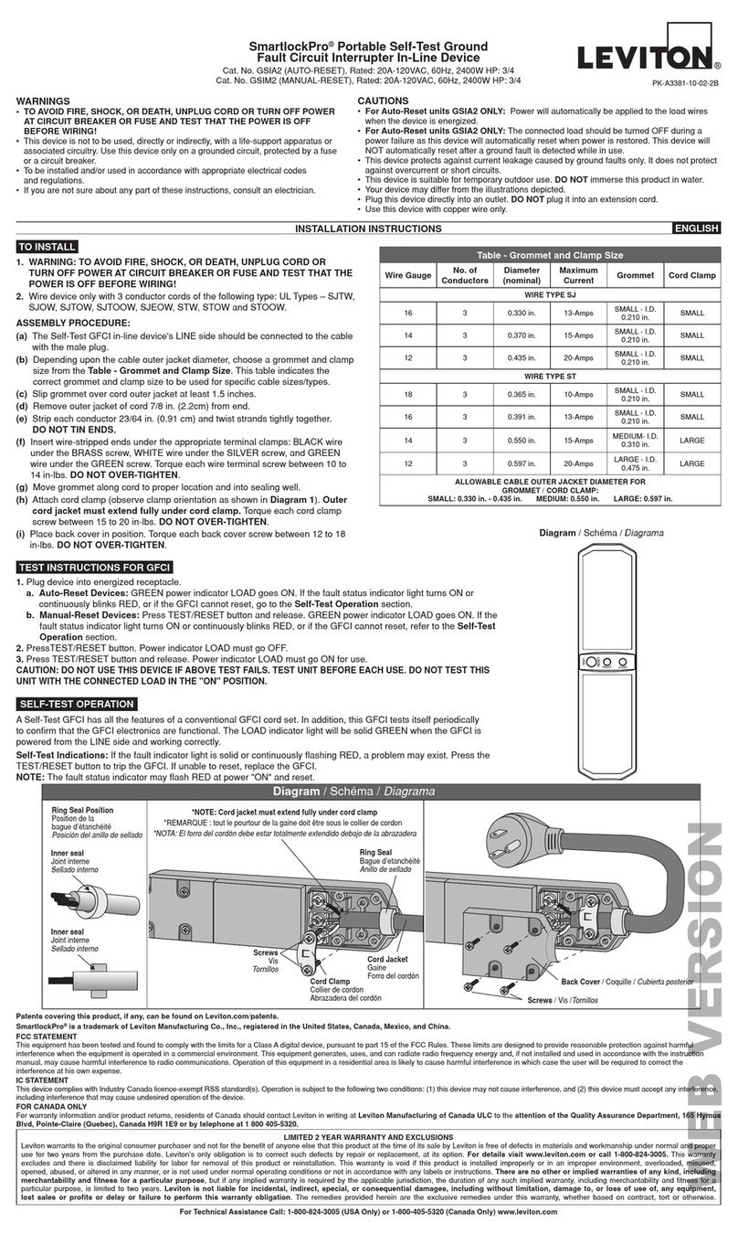 Leviton SmartlockPro GSIA2 User manual
