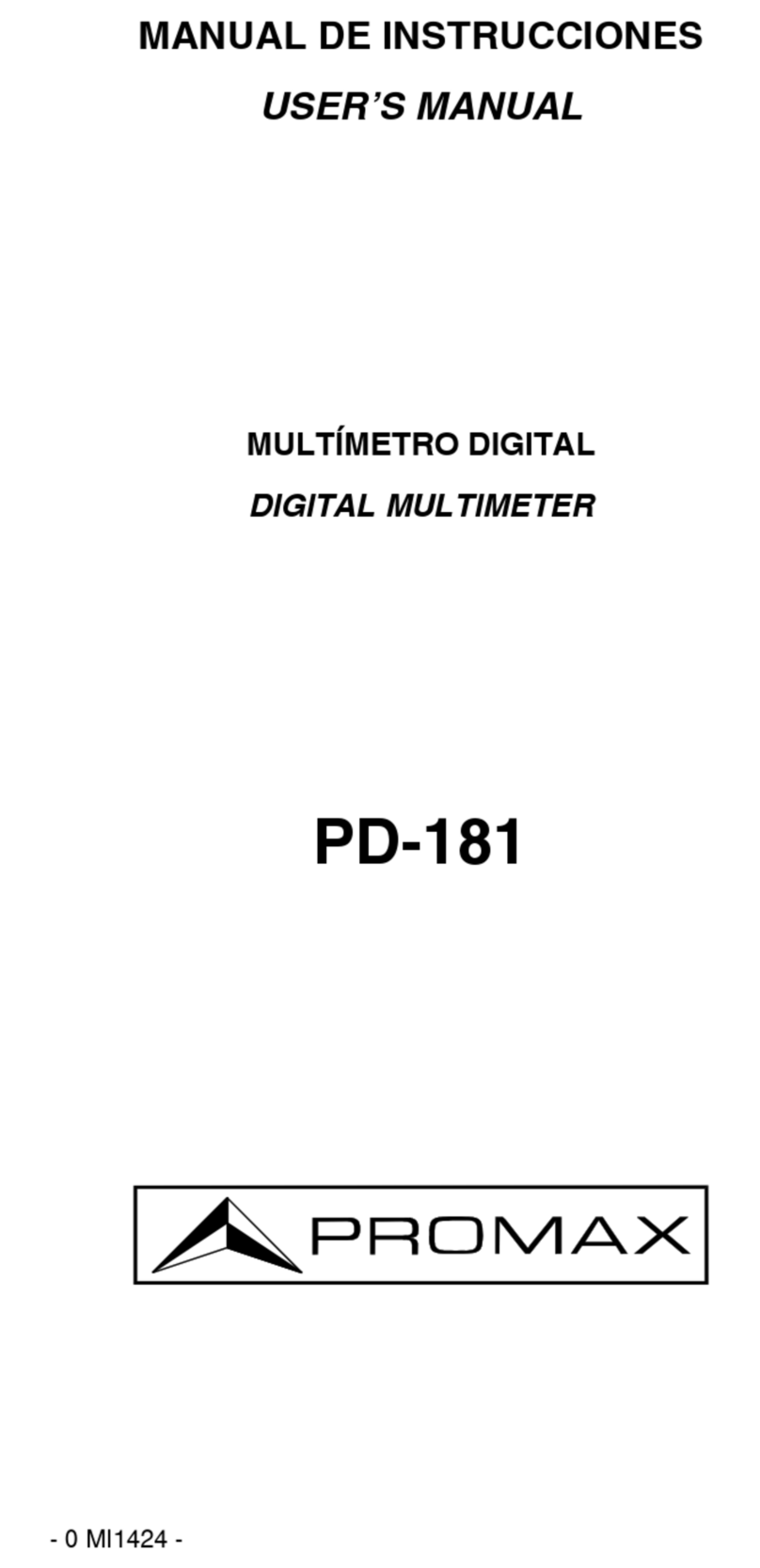 Promax PD-181 User manual