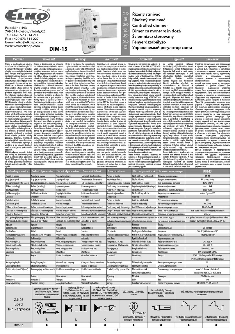 Elko DIM-15 User manual