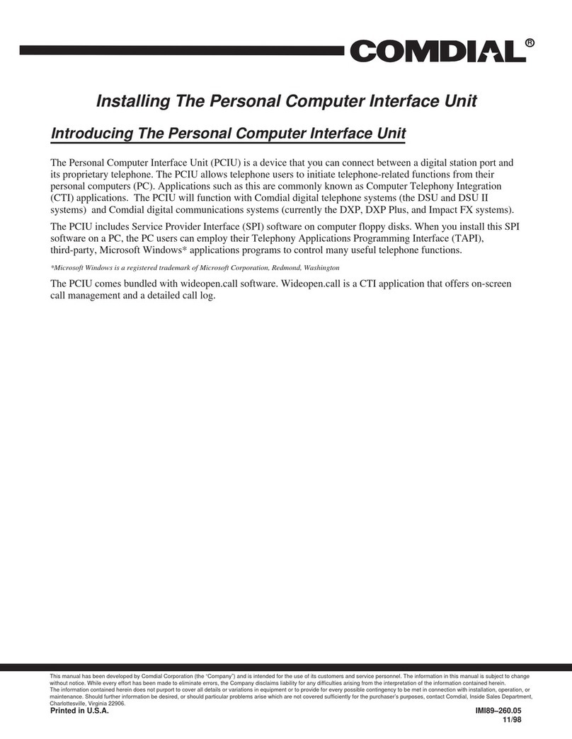 Comdial PCIU User manual Comdial PCIU User manual