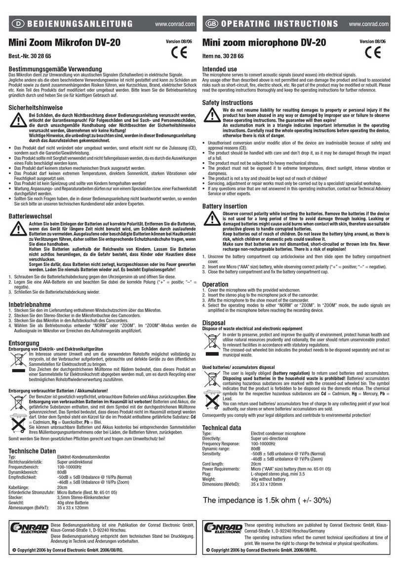 Conrad Mini zoom DV-20 operating instructions