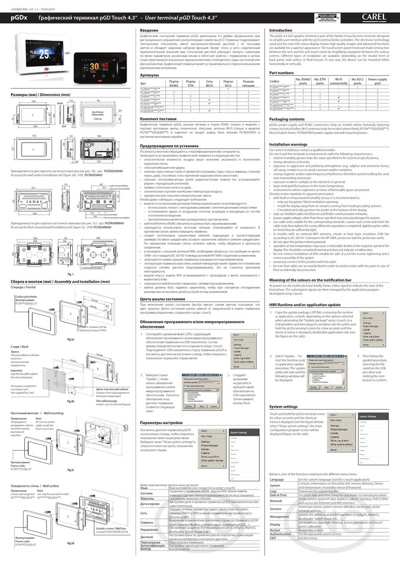 Carel pGD Series quick start guide