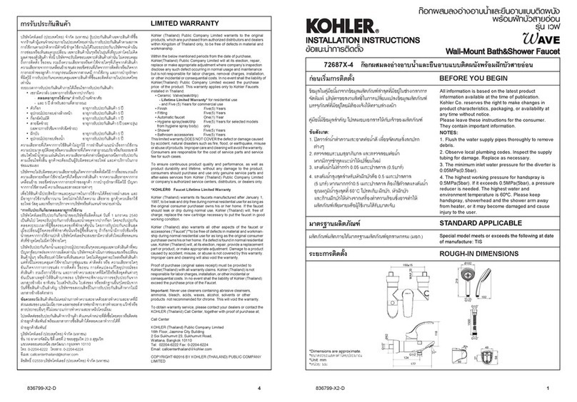 Kohler Wave 72687X-4 User manual