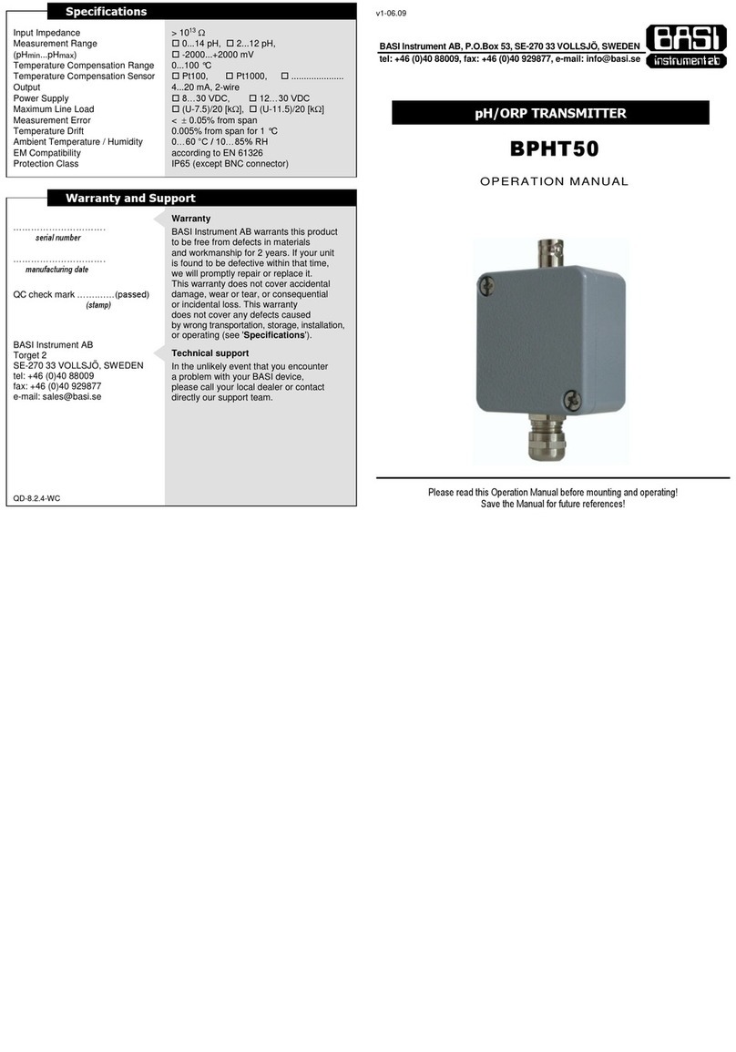 BASI Instruments BPHT50 Operation manual