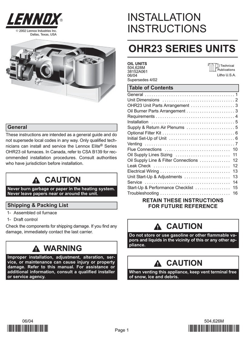 Lennox OHR23 Series User manual