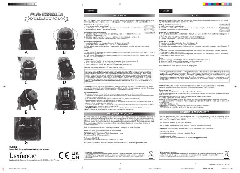 LEXIBOOK Planetarium Projector NLJ181i2 instruction manual LEXIBOOK Planetarium Projector NLJ181i2 instruction manual