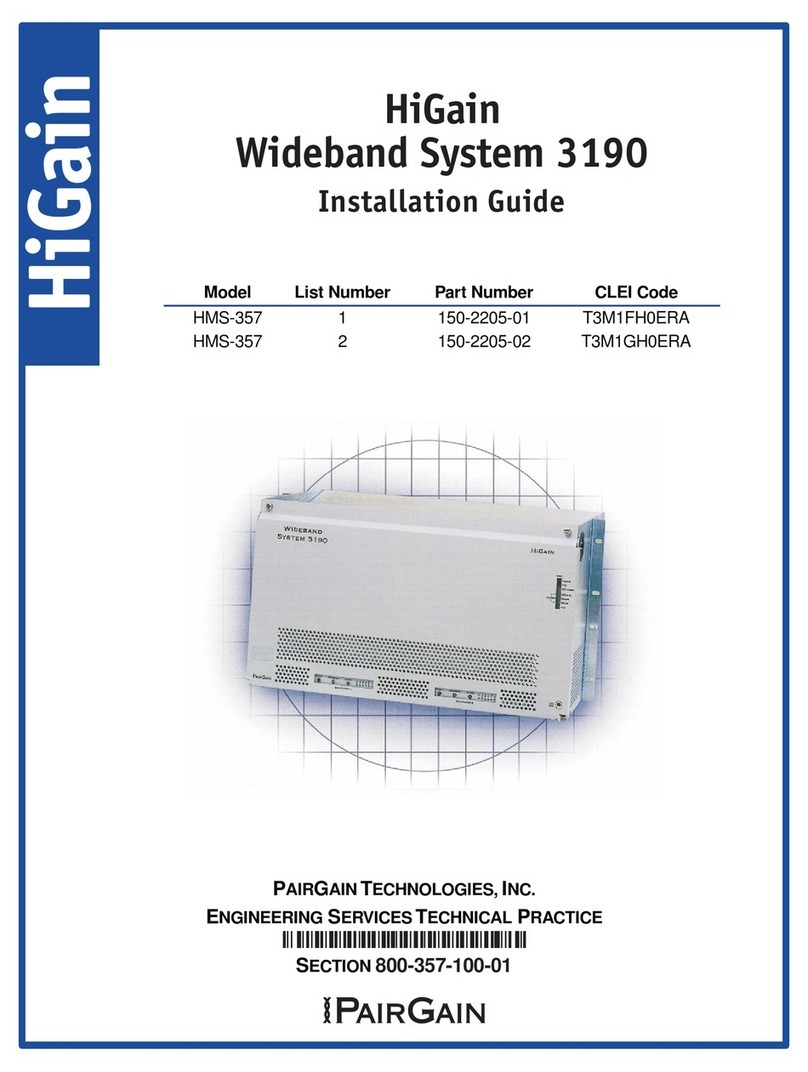 PairGain HiGain Wideband System 3190 installation guide