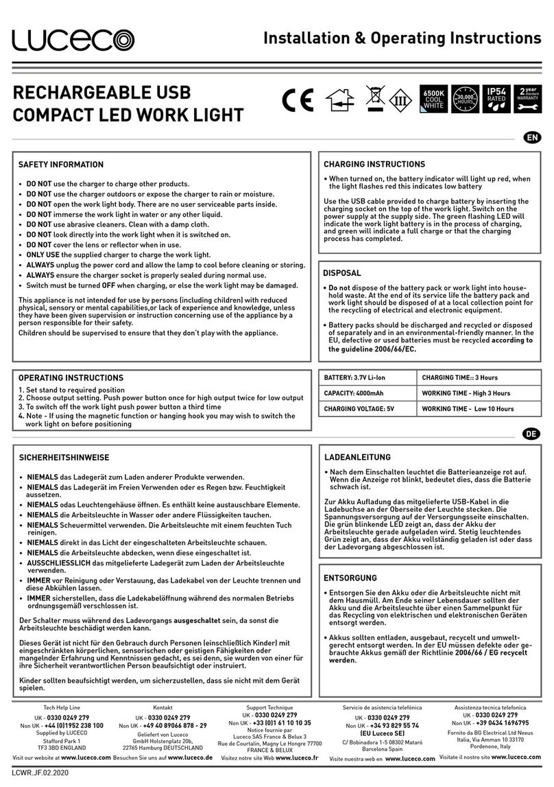 luceco LWR7G65 Installation & operating instructions