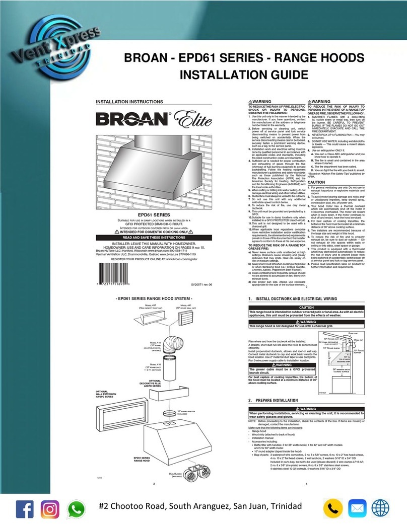Vent Xpress Broan Elite EPD61 User manual