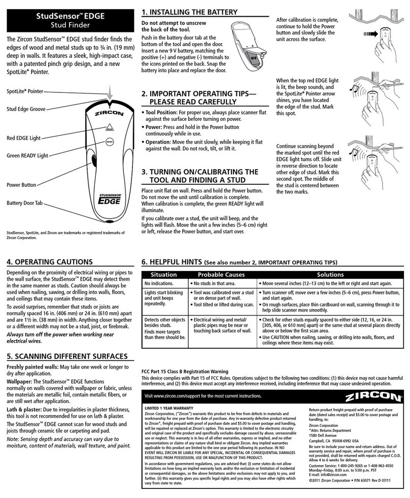 Zircon StudSensor EDGE quick start guide