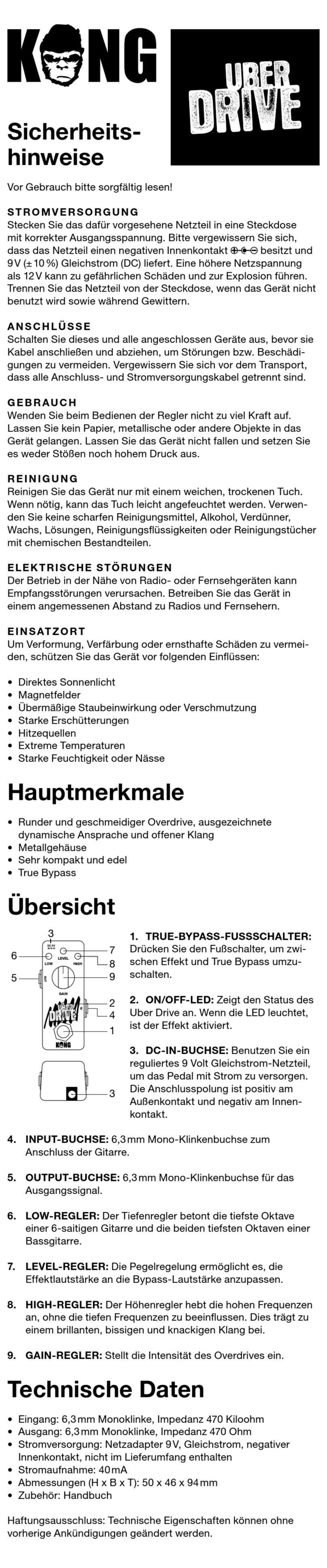 Kong UBER DRIVE User manual