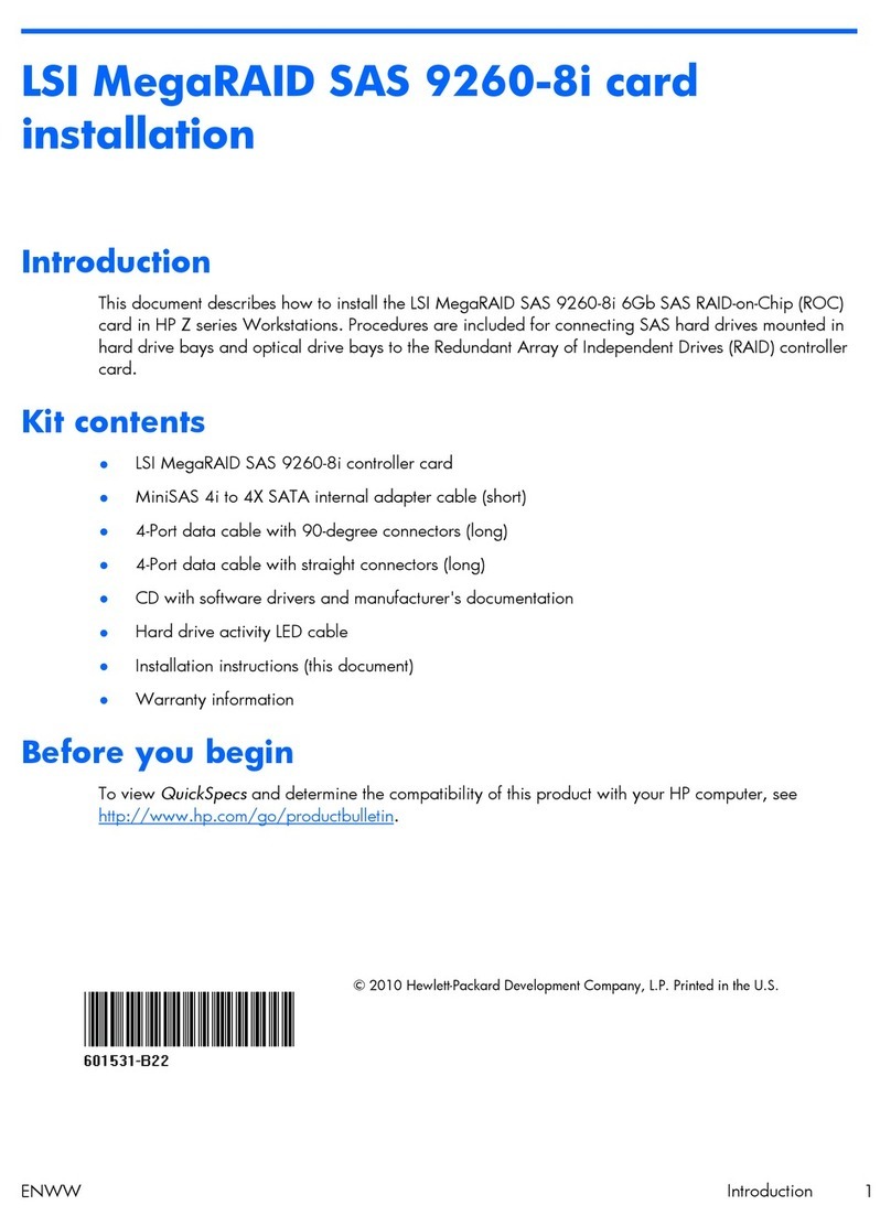 HP LSI MegaRAID SAS 9260-8i User manual