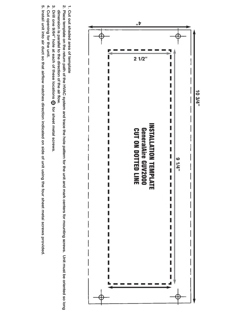 GeneralAire GUV-2000 Installation and operating instructions