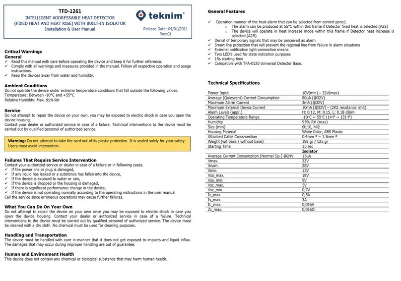 Teknim TFD-1261 Instruction Manual