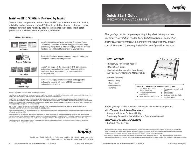 impinj SPEEDWAY REVOLUTION READER quick start guide