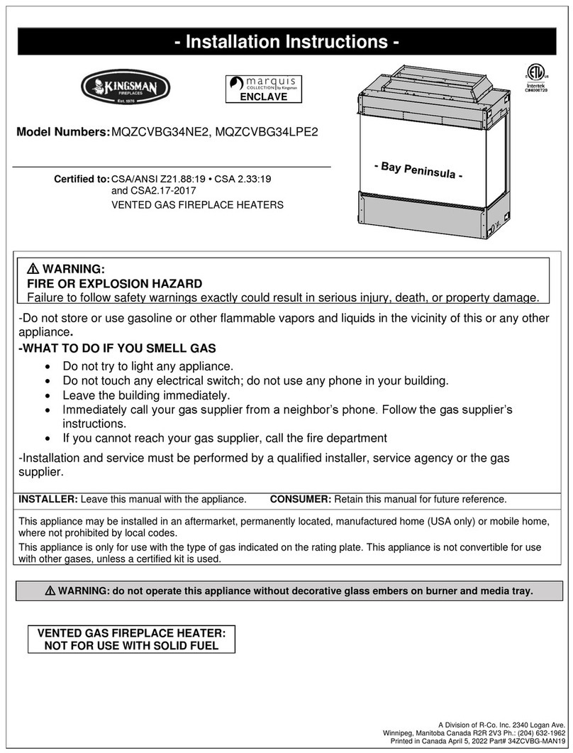 Kingsman Fireplaces MQZCVBG34NE2 installation instructions