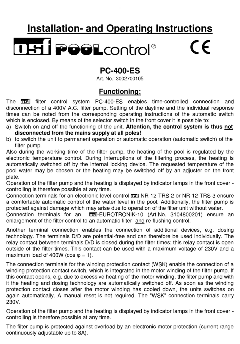 OSF Pool control PC-400-ES Installation and operating instructions