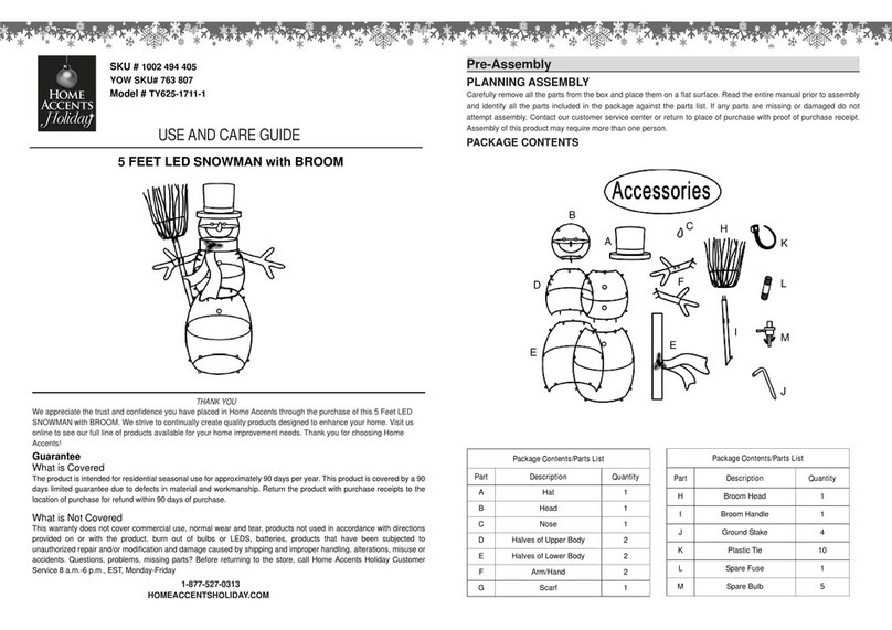 Home Accents Holiday TY625-1711-1 Use and care guide