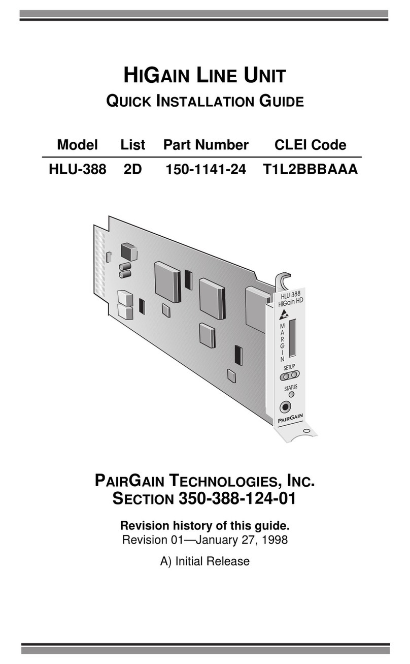 PairGain HiGain Line Unit HLU-388 Quick installation guide