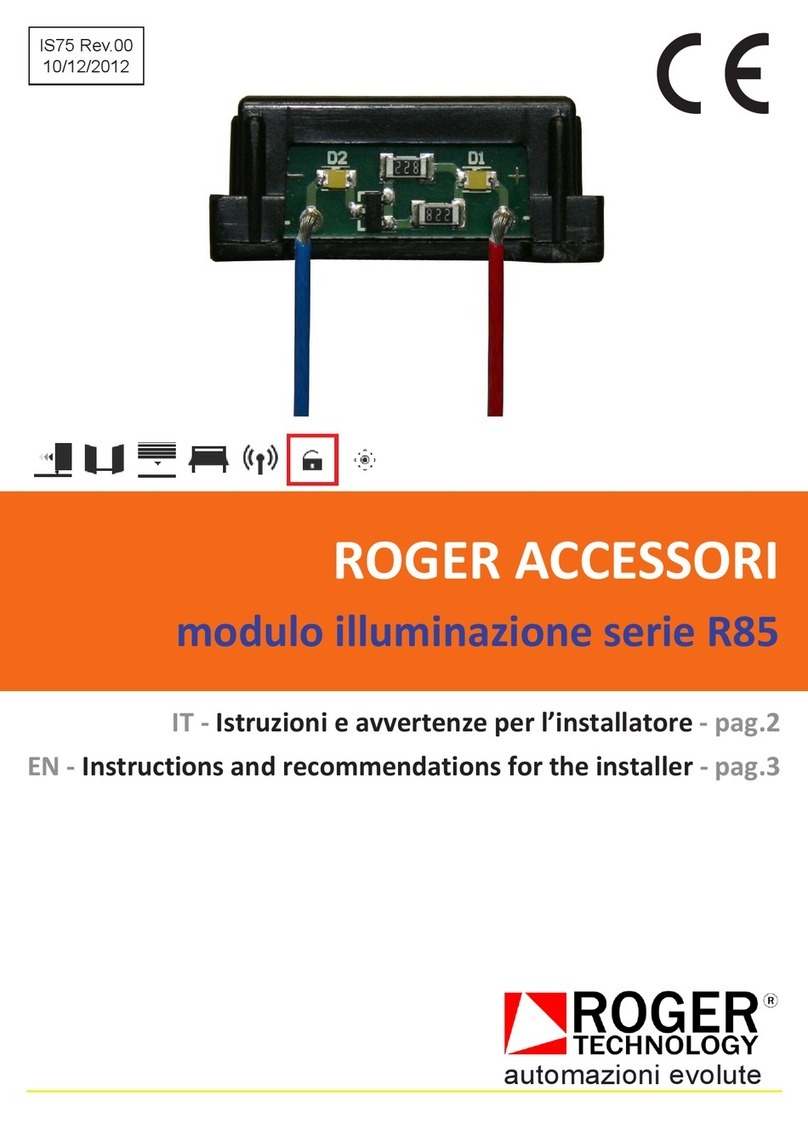 Roger Technology R85 Series INSTRUCTIONS AND RECOMMENDATIONS FOR THE INSTALLER