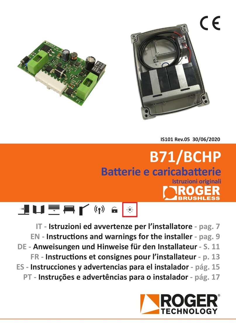 Roger Technology B71/BCHP Instruction and warnings for the installer Roger Technology B71/BCHP Instruction and warnings for the installer