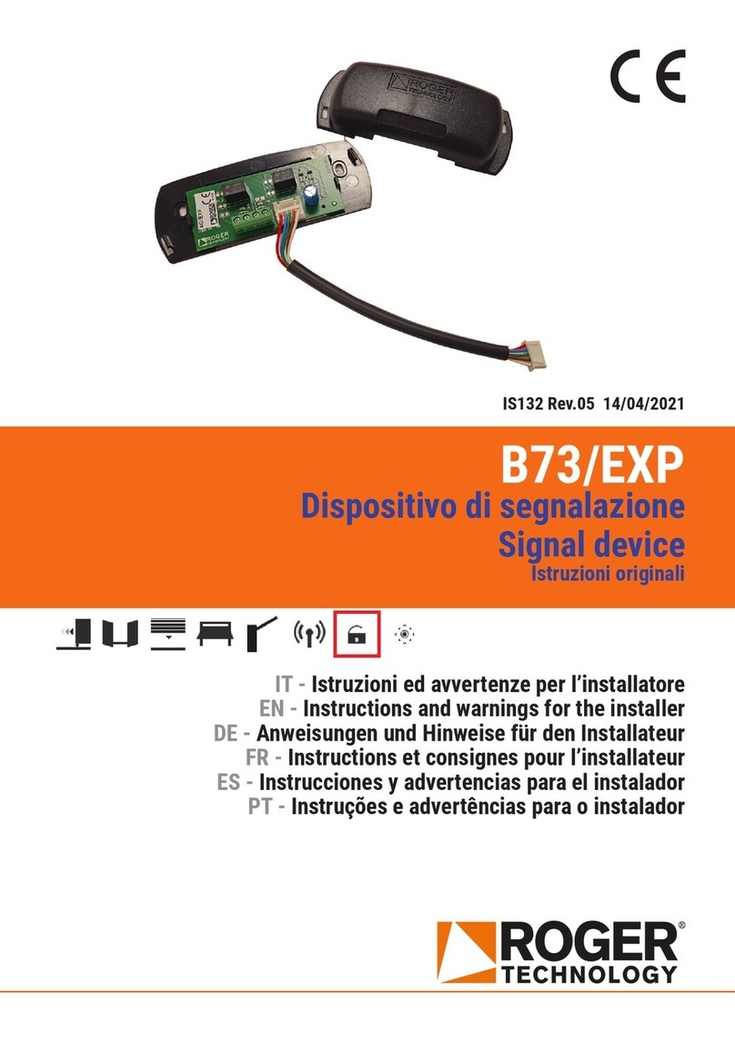 Roger Technology B73/EXP Instruction and warnings for the installer Roger Technology B73/EXP Instruction and warnings for the installer
