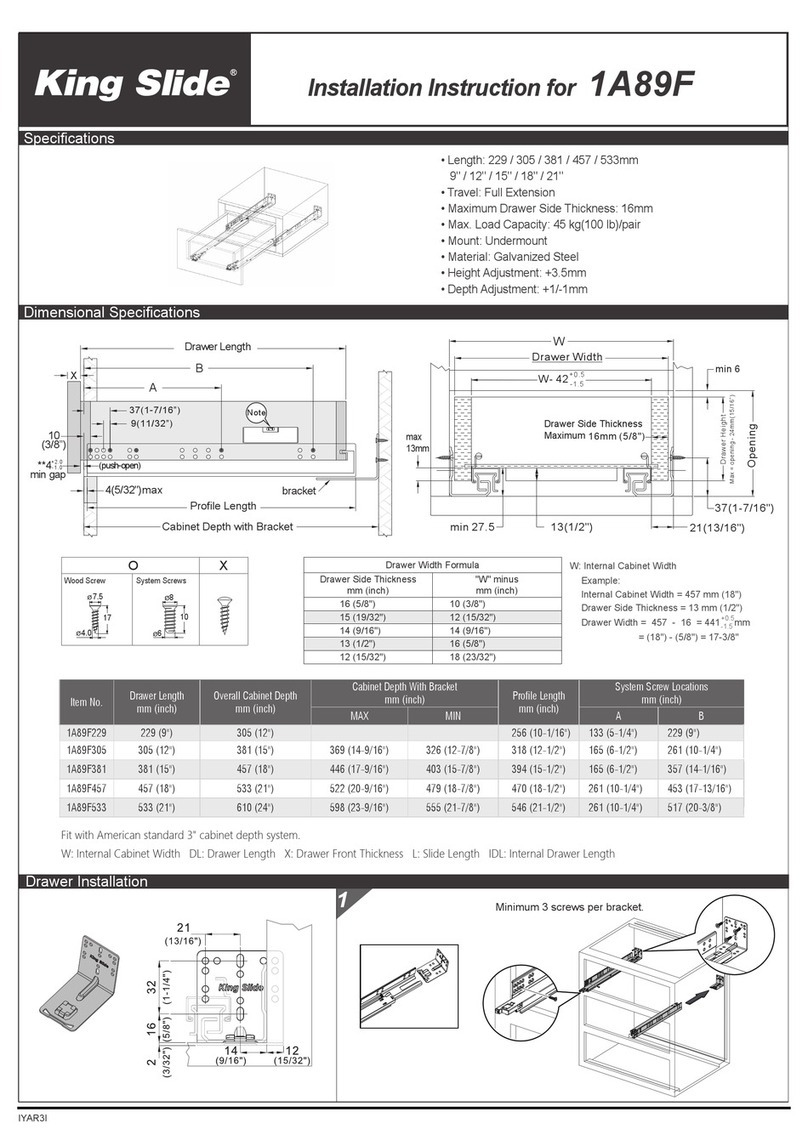 King Slide 1A89F installation instructions