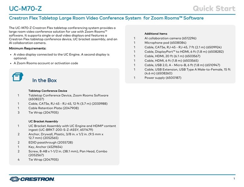 Crestron UC-M70-Z quick start