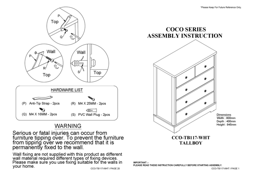 eliving FURNITURE COCO Series Assembly instructions