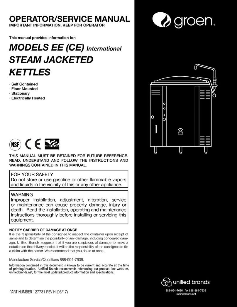 Unified Brands Groen EE Series Operators & service manual