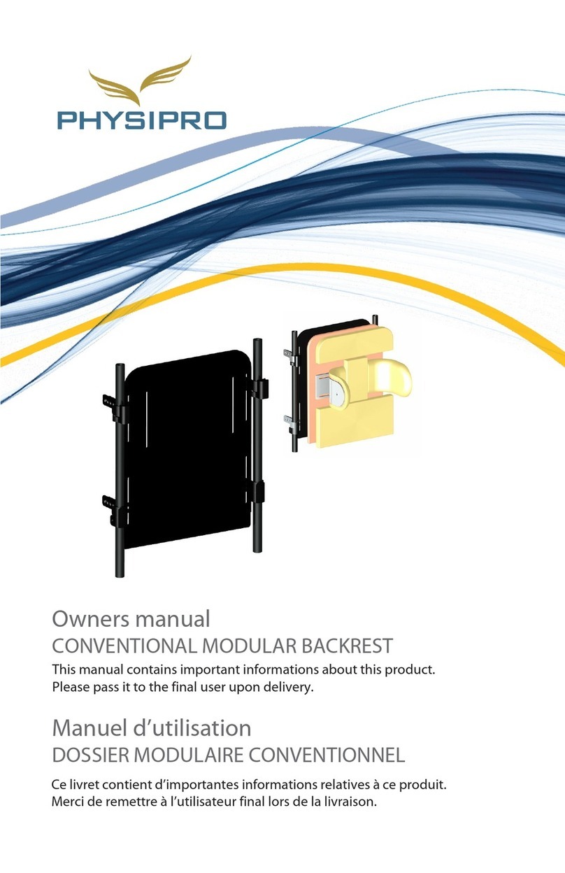 Physipro CONVENTIONAL MODULAR BACKREST owner's manual