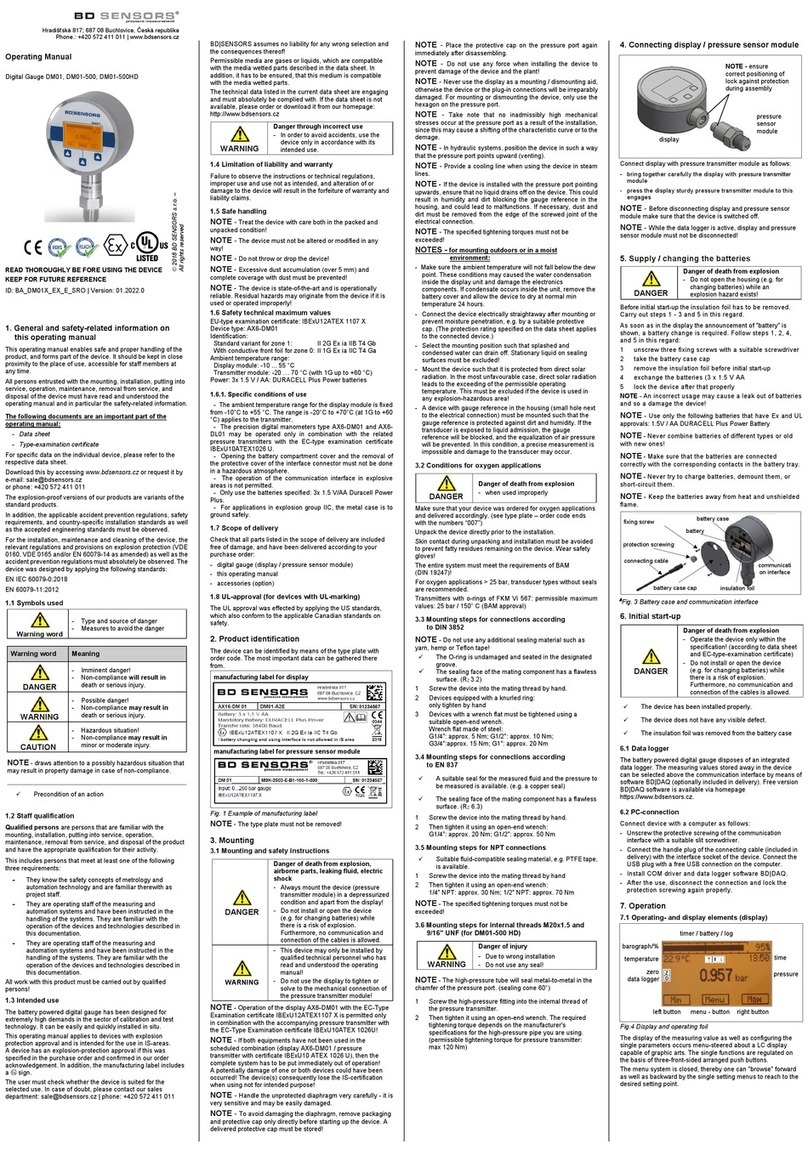 BD Sensors DM01 User manual