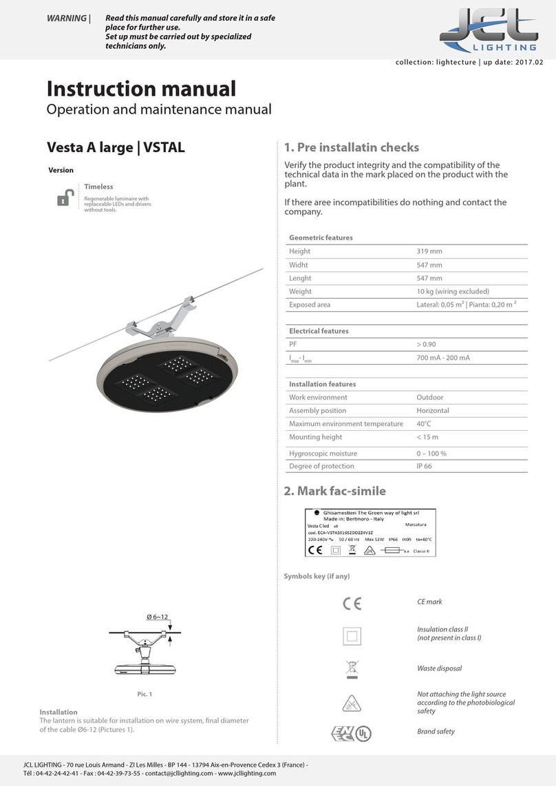 JCL Lighting Vesta A large User manual