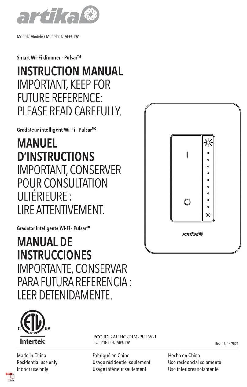 Artika Pulsar DIM-PULW instruction manual Artika Pulsar DIM-PULW instruction manual