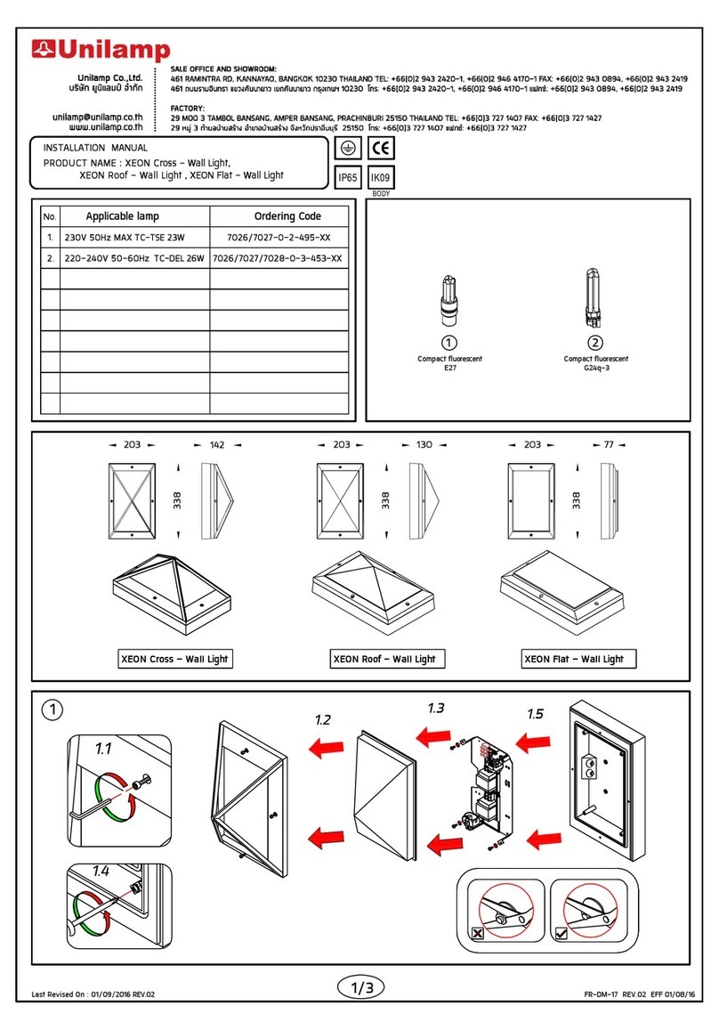 Unilamp XEON Cross - Wall Light installation manual