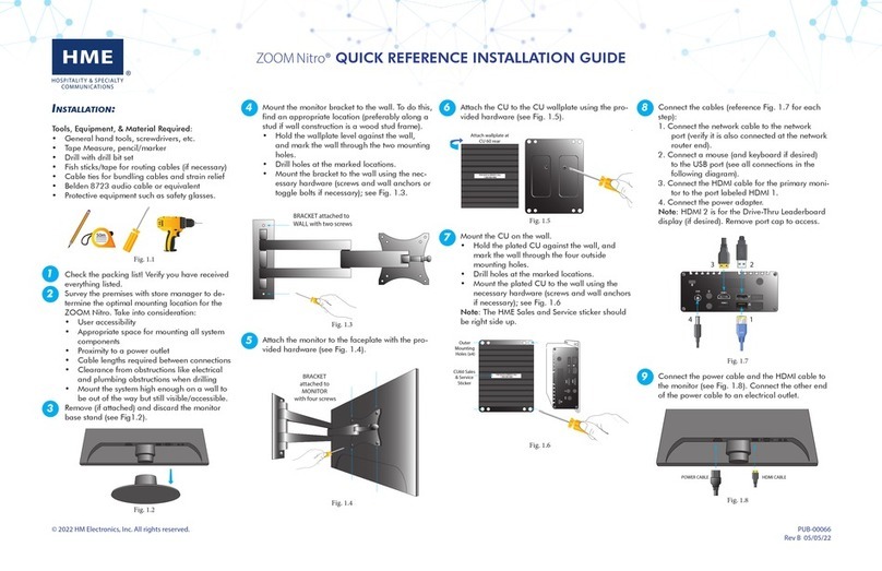HME ZOOM Nitro Quick Reference Installation Guide