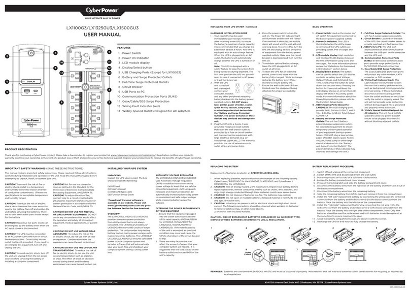 CyberPower LX1100G3 User manual