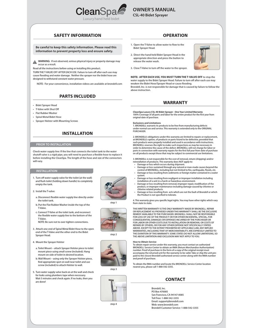 brondell CleanSpa CSL-40 User manual