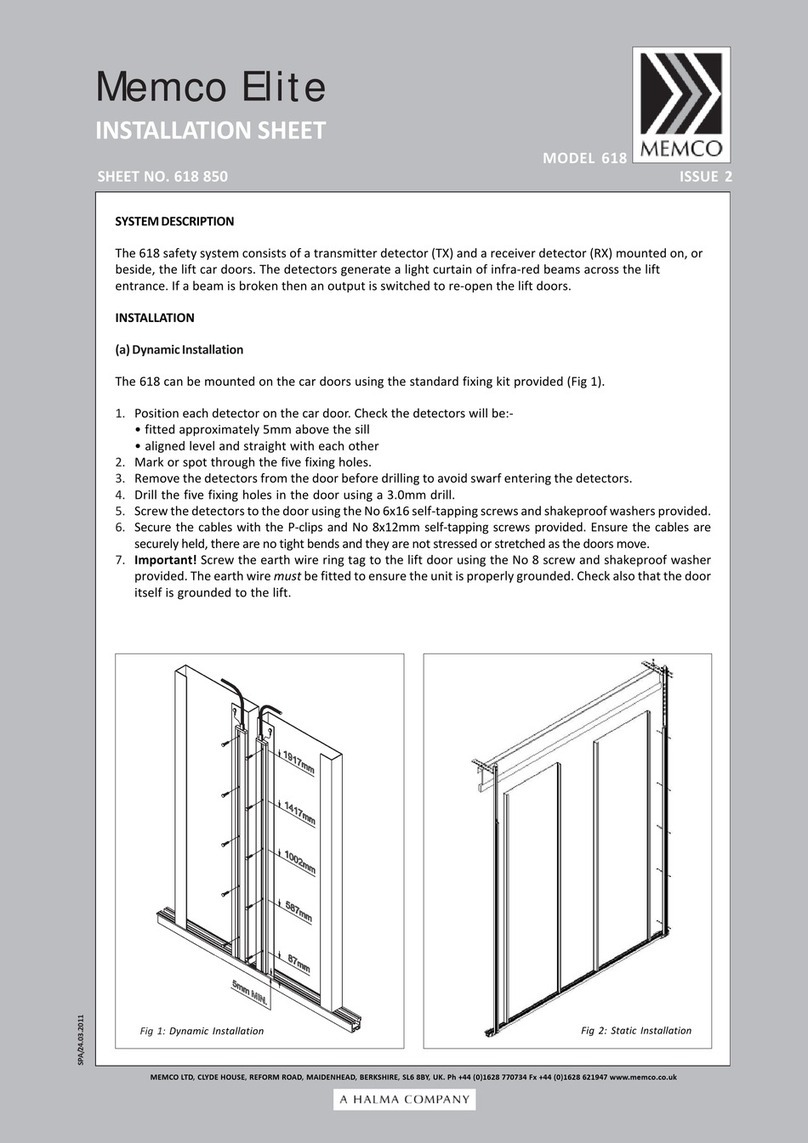 Memco 618 Installation sheet