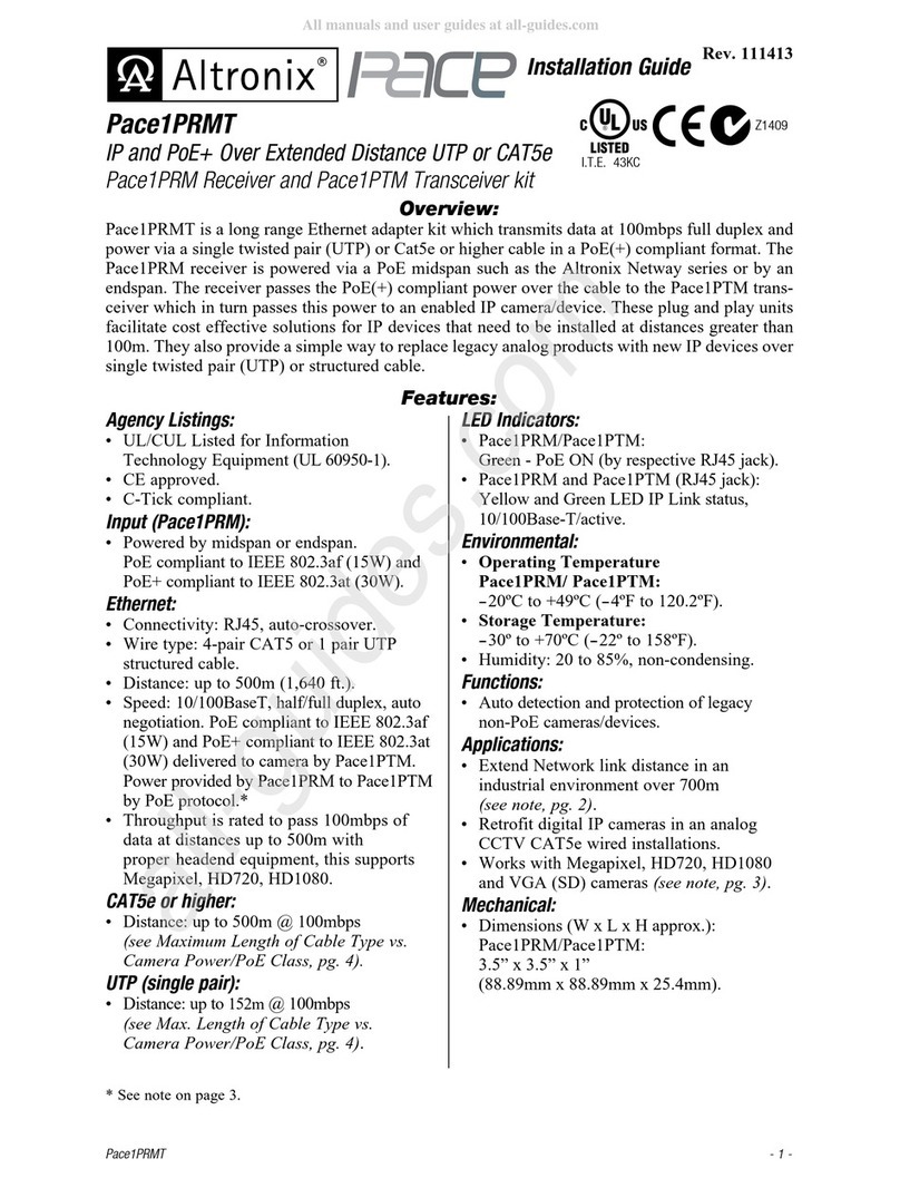 Altronix Pace1PRMT User manual