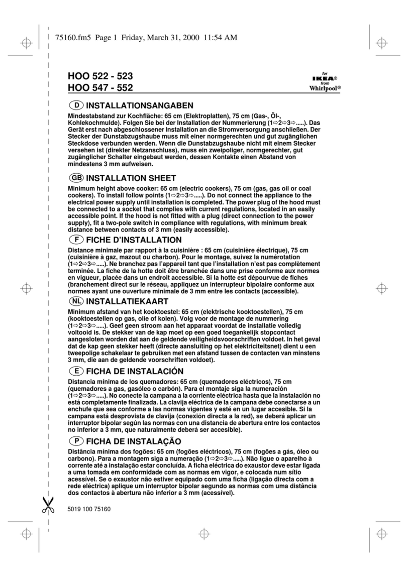 Whirlpool IKEA HOO 522 Installation sheet